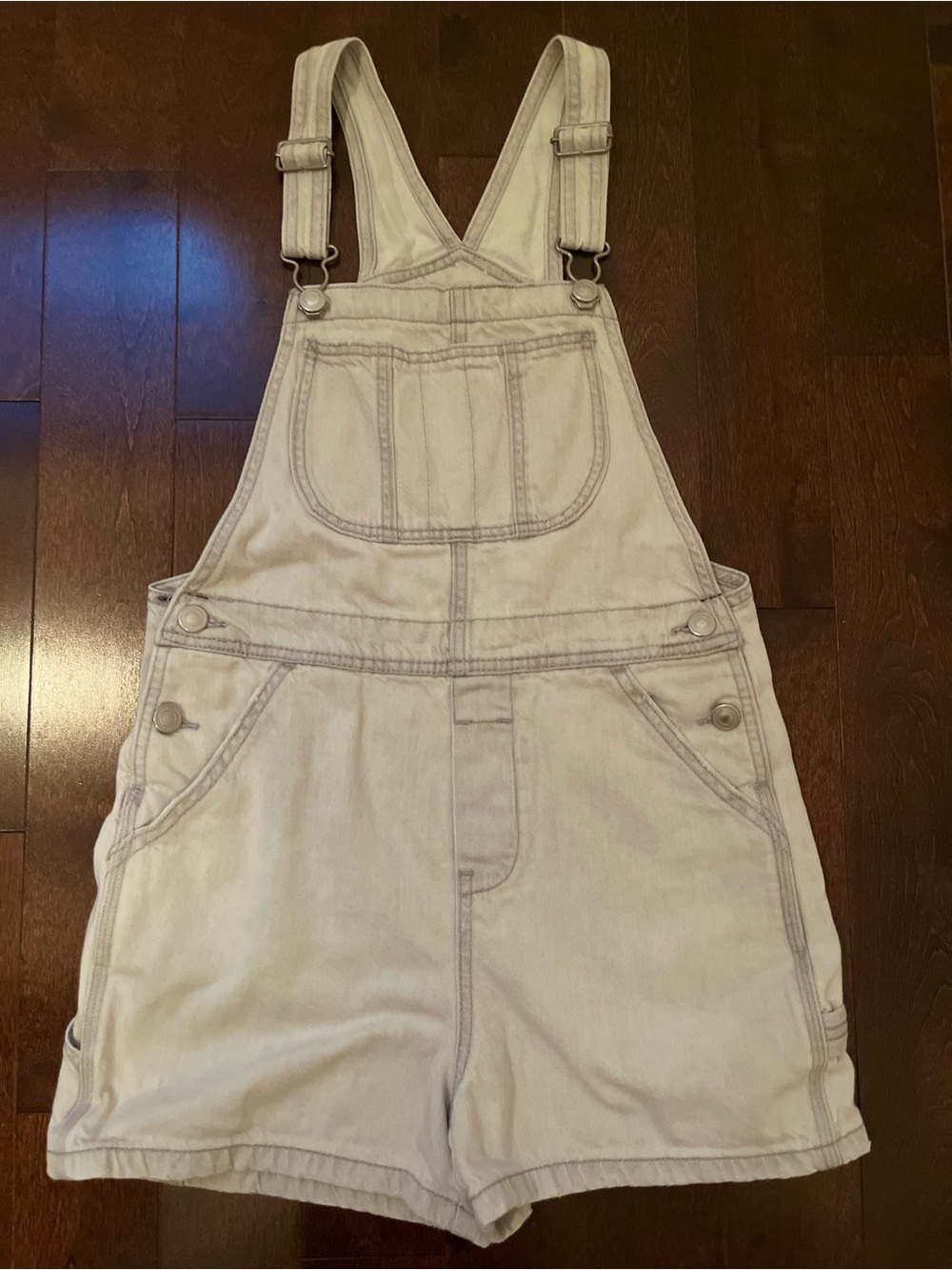 Zara Light Gray Denim Short Overalls